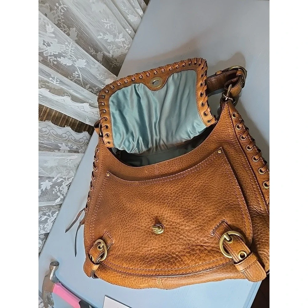 Y2K COACH Brown/Tan Leather, Chelsea Abbey Lace Up Hobo Shoulder Bag, 10971